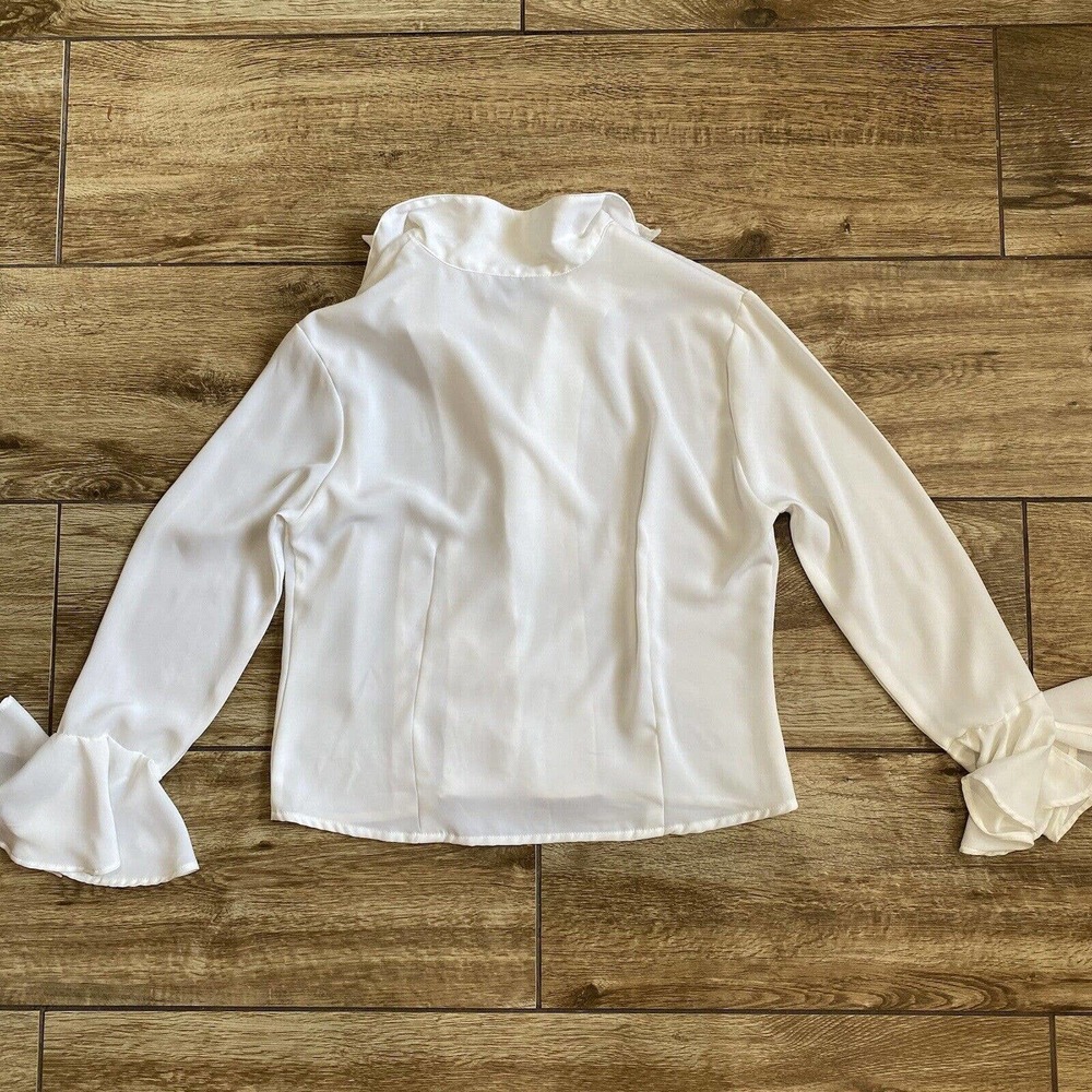 Vintage Ruffle White Blouse Top Ultra-Sexy Hippie Retro size 8 - Picture 10 of 15